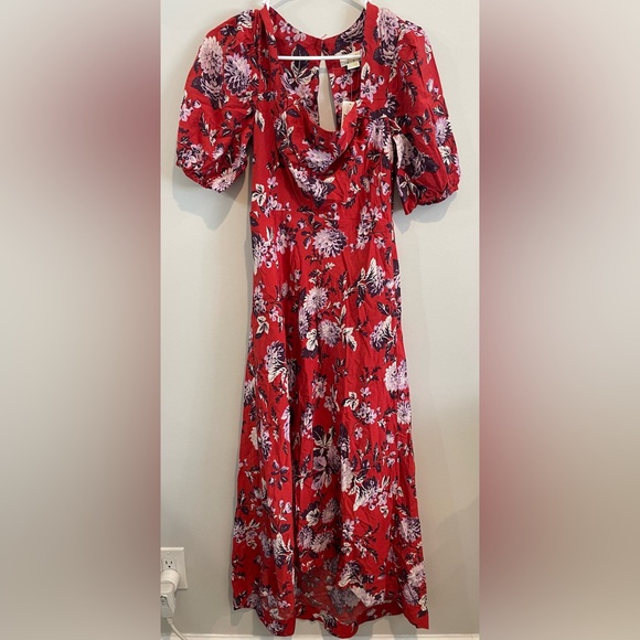Anthropologie Maeve Floral Puff-Sleeve Midi Dress - Picture 5 of 8